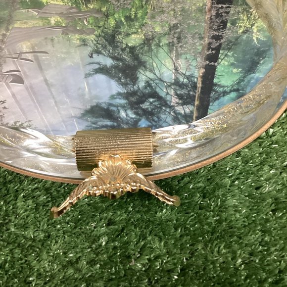 Vintage Murano Glass Serving Tray Etched Mirror 24kt Gold Flecks - Picture 5 of 10